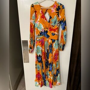 Anthropologie twist front pleated floral dress